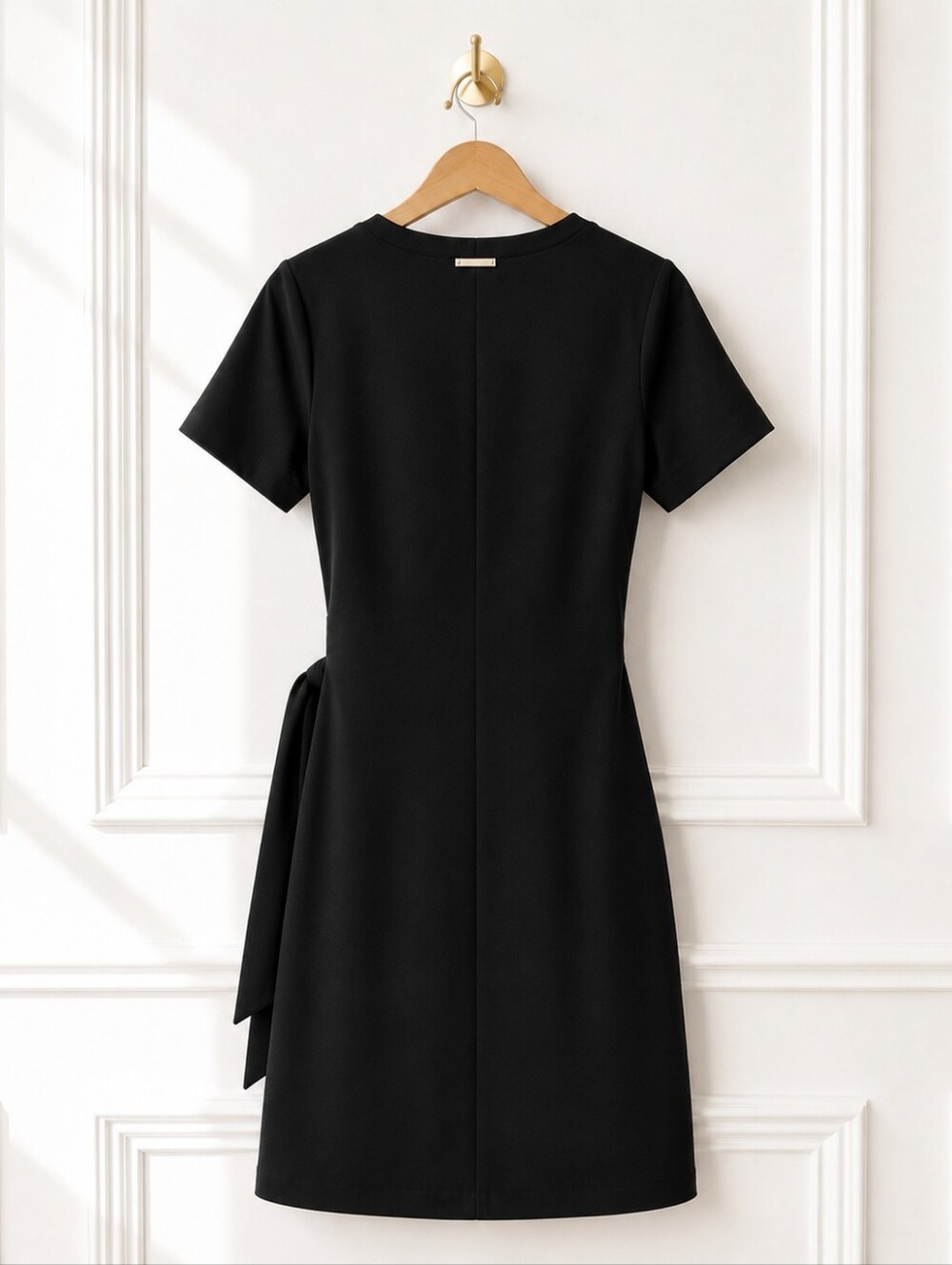 Michael Kors Black Tie Waist Sheath Dress Size Medium Career Office Classic - Picture 6 of 8